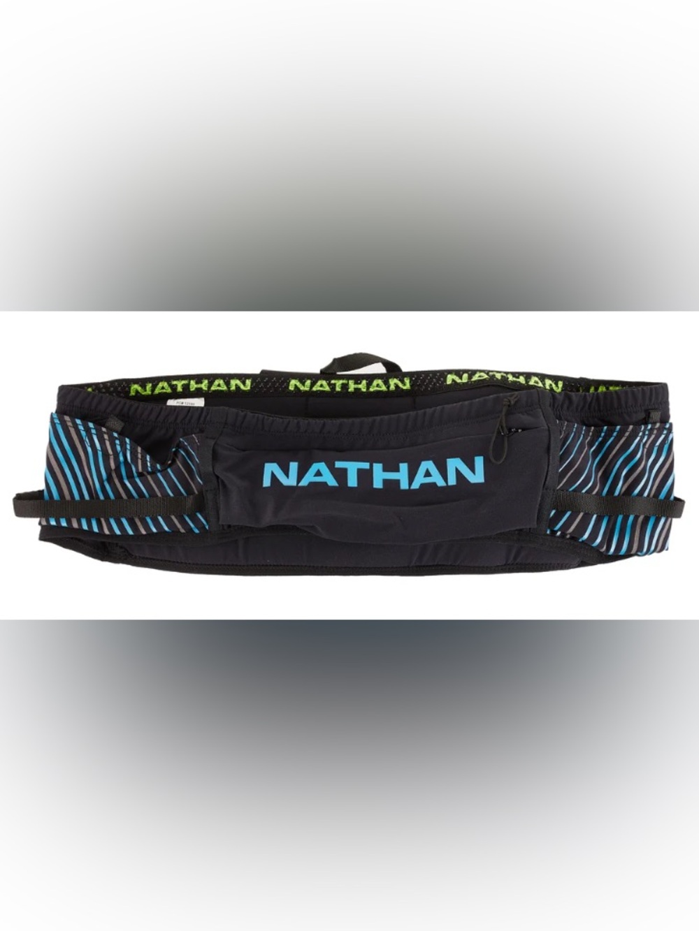 Nathan Running Belt Bag Black with Blue Logo and Stripes